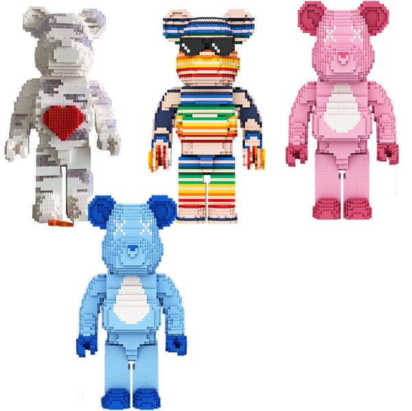 Tecknad Kärlek Våldsam Björn Bearbrick Färgmodell Byggkloss Födelsedagspresenter Grey