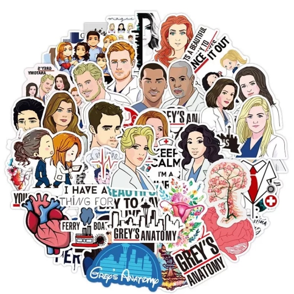 50st Grey's Anatomy TV-serie Doctors Stickers Graffiti Bike Laptp Cup Telefon