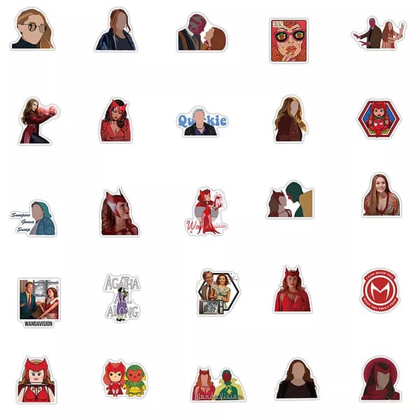 50st Wanda Vision Wanda Maximoff Vision TV Series Silhouette Graffiti Stickers