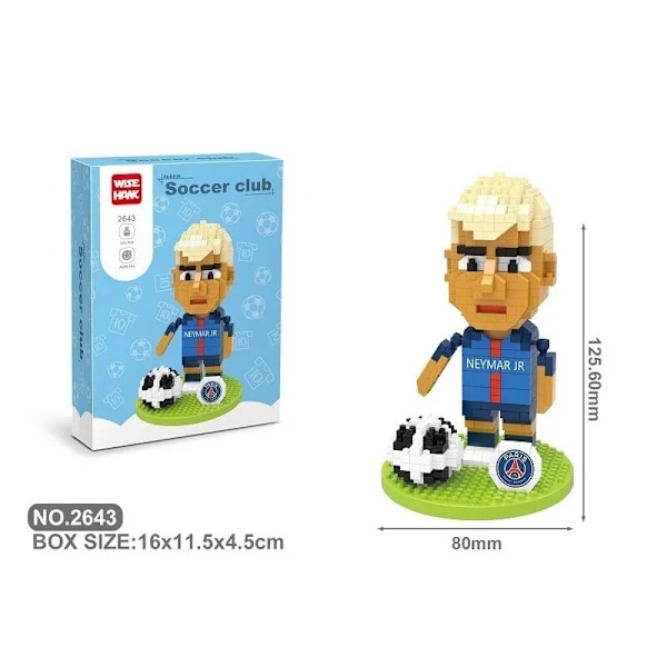 Fotbollsstjärna Modell Liten Partikel Byggkloss Set Karaktär Serie Leksak Present 2643Neymar