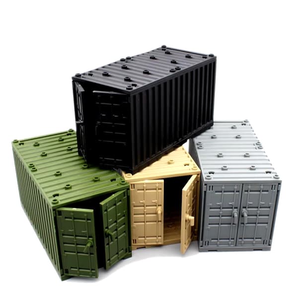 MOC Militär Byggklossar Set - WW2 Krigsbas Kreativa DIY Leksaker för Pojkar Container-Black