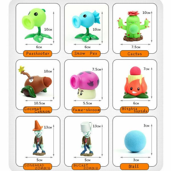 Plants VS Zombies Actionfigur PVZ Ärtkanon &amp; Zombie Figur Leksaksset Spel 4PCS Zombie