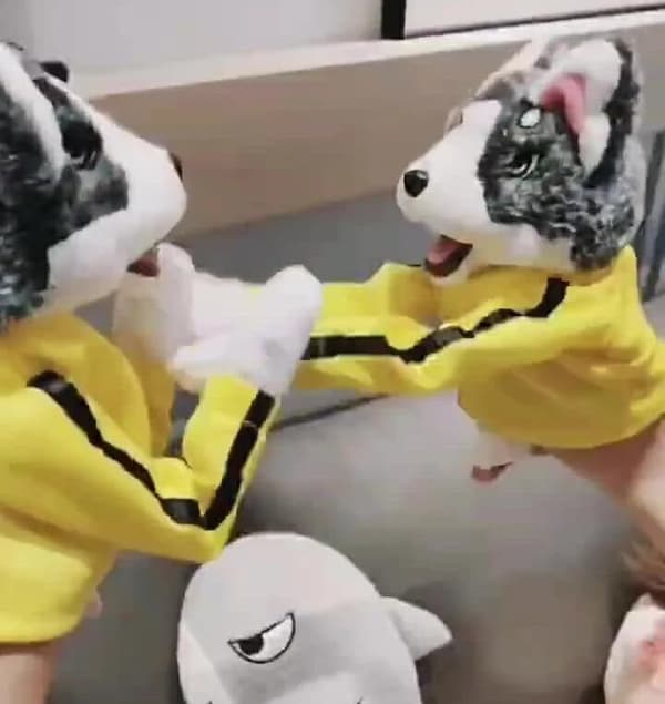 Ny Kung Fu Djurleksak Husky Handskar Docka Barnspel Mjuka Plyschleksaker