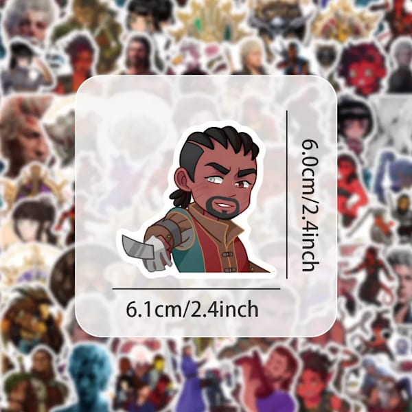 60X Baldur's Gate Game Character Stickers Skateboard Guitar Room Decals Graffiti