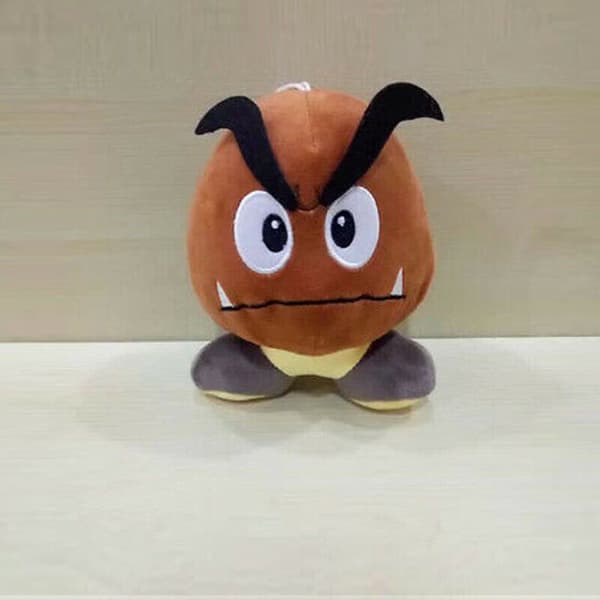 Söt Goomba plysch mjuk leksak Super Mario Bros. Gosedjur docka Brun present