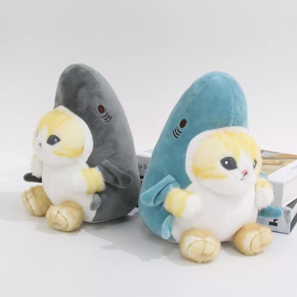 Grå Mörkblå Cat Shark Plushie Super mjuk leksak av hög kvalitet DarkBlue