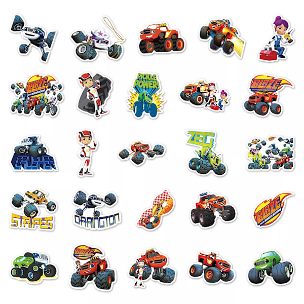 50 st Blaze and the Monster Machines Stickers Lastbil 4 hjul Skateboard Graffiti