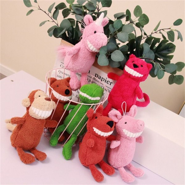 Leende stora tänder plyschleksak gosedjur mjuk docka tandig fladdermus Dinosaurie rosa gris Dog