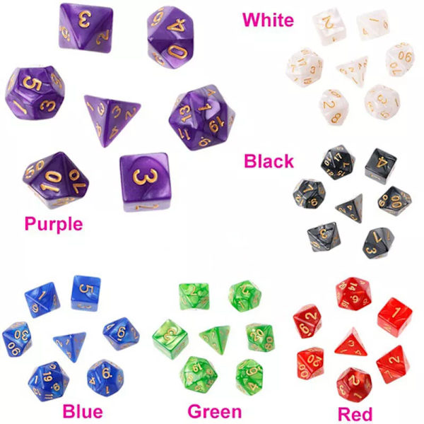 7 Sided Die Dragons Damp D Mtg Rpg Poly Dice Brädspel Set Gamediceset Emb
