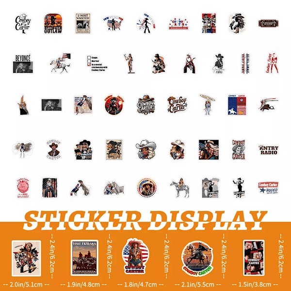 53X Beyonce Cowboy Carter Western Theme Stickers Hydro Flask Graffiti Skateboard