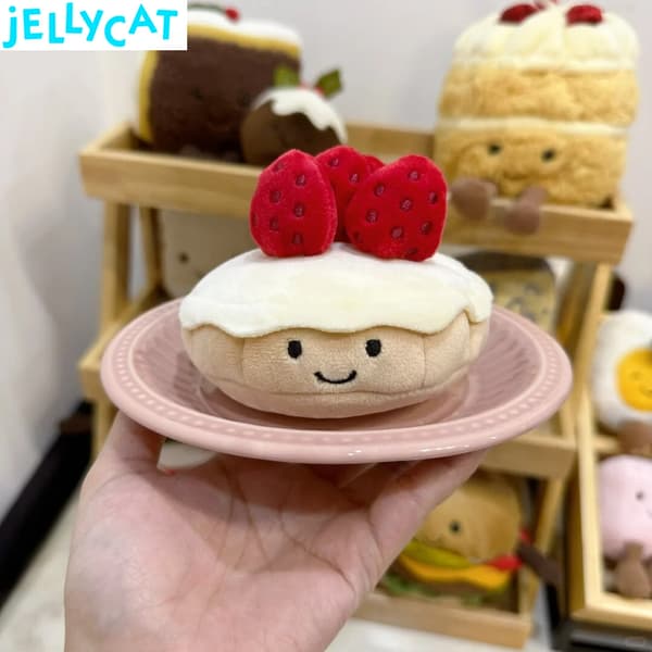 Jellycat Mini Jordgubbstårta Söt 7cm Plysch BNWT mjuk leksak