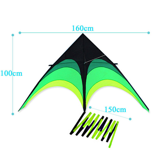 Roliga leksaker för barnlek - 3D drake med svans Drake Stor linje utomhusflygning Green and Black