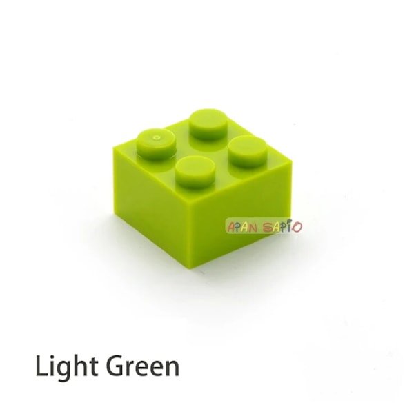 76 st DIY Byggklossar Tjocka Figurer Tegelstenar 2x2 Prickar Kompatibla med 3003 Light Green 76pcs