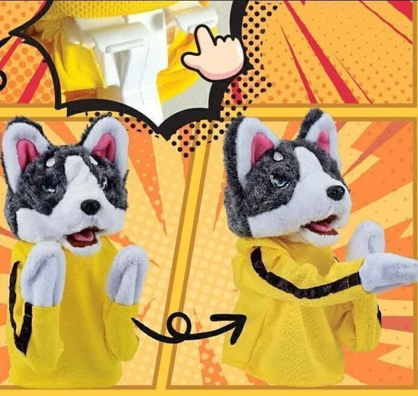 Ny Kung Fu Djurleksak Husky Handskar Docka Barnspel Mjuka Plyschleksaker