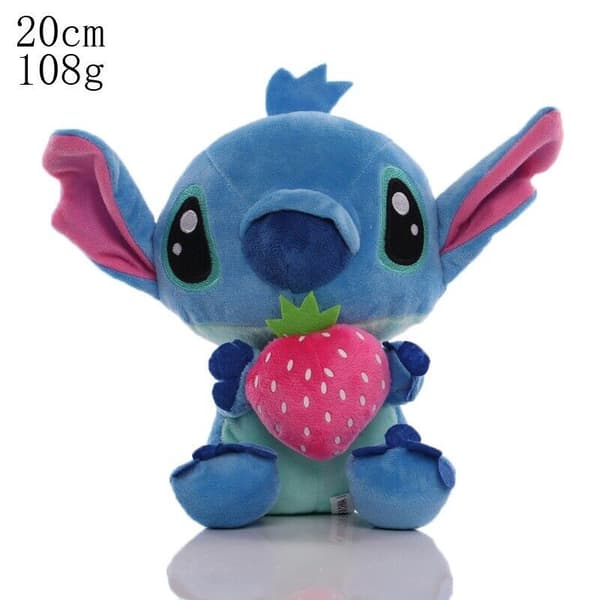 Stitch Docka Interstellär Baby Tygdocka Mickey Mouse Vinne Mjuk Present Plyschleksak 20cm holding strawberry blue