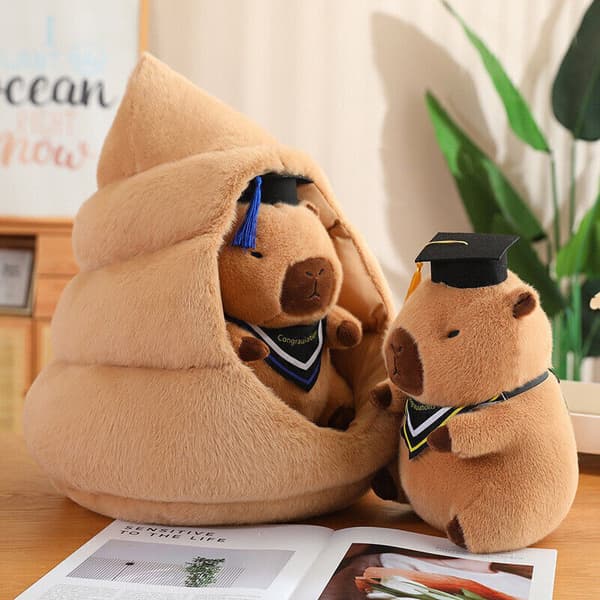 Examens Capybara Gosedjur Plysch Capybara Docka Heminredning Samlarobjekt mjuk Doctor Dolphin - Yellow collar