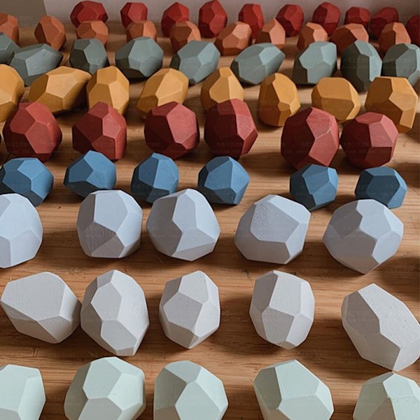 Leksak Kreativa Träfärgade Staplings Balanserande Sten Byggklossar MK 16pcs