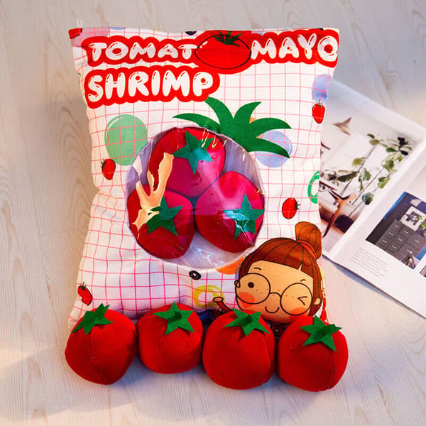 8st Mumsig plysch En påse med snackskuddar Djurdockor Leksaker Kudde Barnpresenter tomato 45CM*35CM