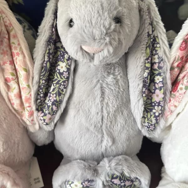 Jellycat Bashful Blossom Körsbärsörad Kanin Plysch Mjukt Gosedjur för Barn Grey Cherry