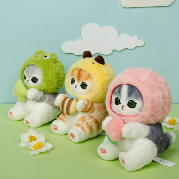 Mofusand Forest Series Cat plyschleksak, supermjuk och fluffig, tecknad Cat Fortune Strawberry