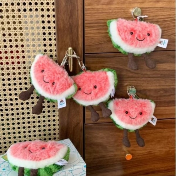 Jellycat Vattenmelon Plyschleksak 9 cm Amuseable Fruktskiva Väskberlock Nyckelring mjuk