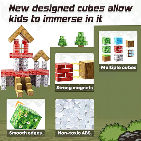 120 st Magnetisk Leksak Magnetiska Byggklossar Pedagogisk Leksak Bygg Minecraft Set
