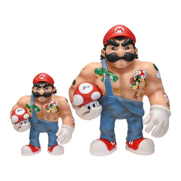 Super Mario Bros PVC Action Figur Leksaker Muscle Mario Collection Model Doll Presenter 13 inch