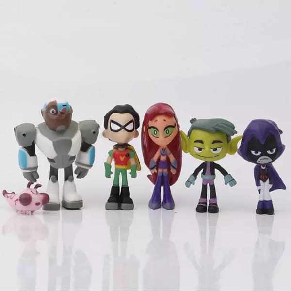 Teen 6st Titans Go Figur Robin Raven Beast Boy Starfire Figurine Kid Toy Model