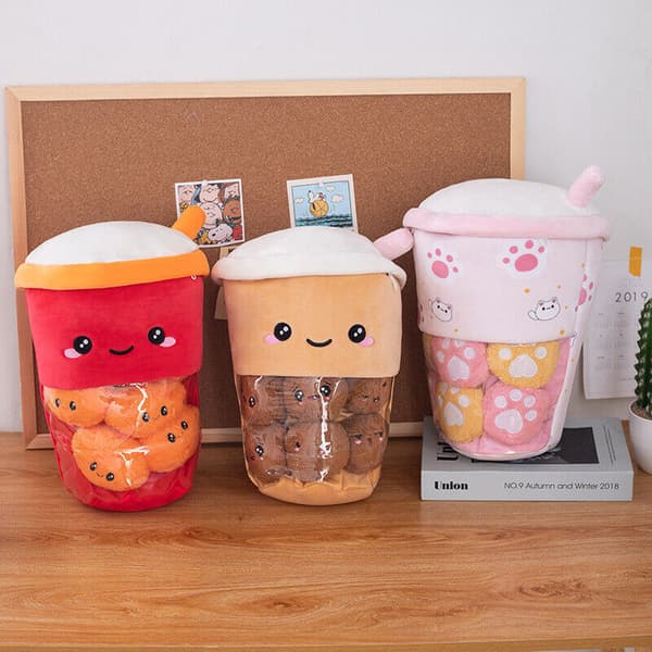 Bubble Tea Boba Cup Squishmallow Plyschleksak Kudde Kudde Barn Födelsedagspresent Brown