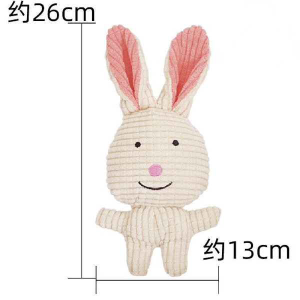 Hundleksak Tuggdjur Pipande Plysch Valp Mjuka Leksaker Tålig Stresslindring Husdjursleksaker Rabbit (white)