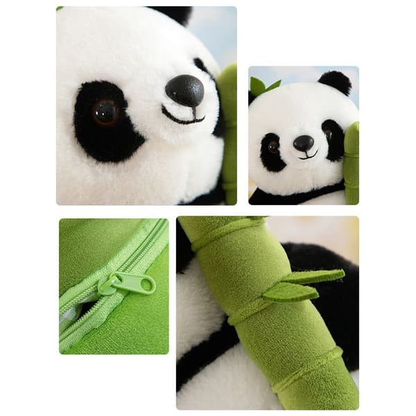 Mjuk Stoppad Panda Kudde 25cm Gosedjur Panda I Bamburör Docka Panda Doll