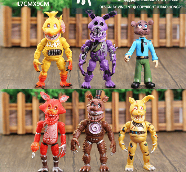 6 st FNAF Five Nights at Freddy's Plush Bear 6" Action Figure Model Barnleksaker C(17cmX9cm)
