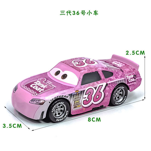 Disney Pixar Bilar 3:e Lot Lös Blixten McQueen 1:55 Diecast Modellbil Leksaker No. 36 car of the third genera...