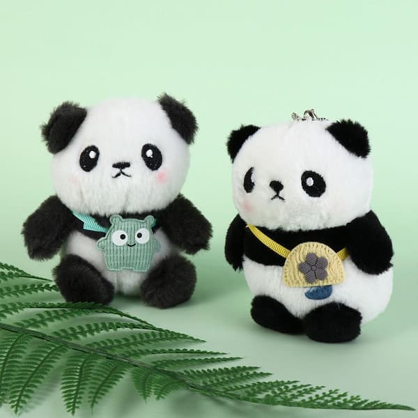 Docka Söt Panda Nyckelring Plysch Kreativitet Par green