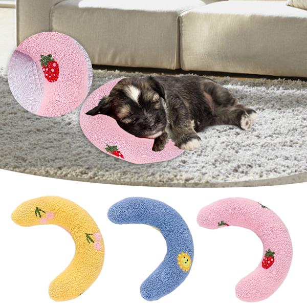 Sömnkudde för husdjur Mjuk Fluffig Hund Katt U-formad kudde Lugnande leksak Yellow #02