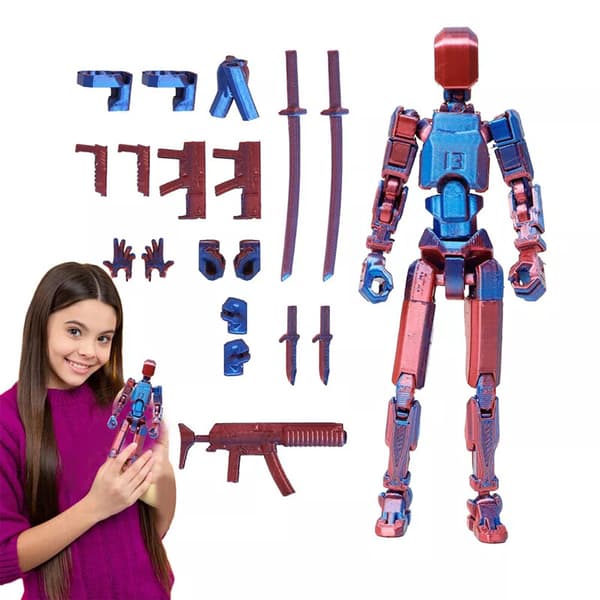 NY T13 Actionfigur 13,7 cm Titan 13 Actionfigur 3D-printad Rörlig Led Robo Blue & Green