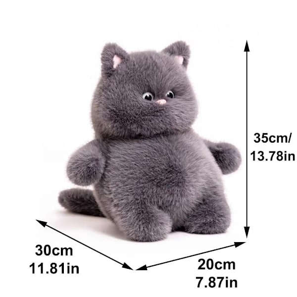 35cm Stor Chubb Grå Katt Plyschie Gosedjur Kudde Ny Kattdocka grey