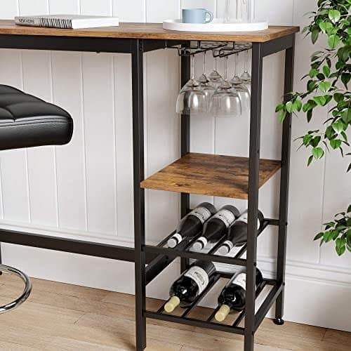 Vasagle High Table, spisebord til stue, køkken, 110 x 40 x 90 cm, rustikbrun og sort