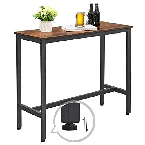 Vasagle, smal rektangulär köksbord, stålram, 100 x 40 x 90 cm, rustikbrun och svart