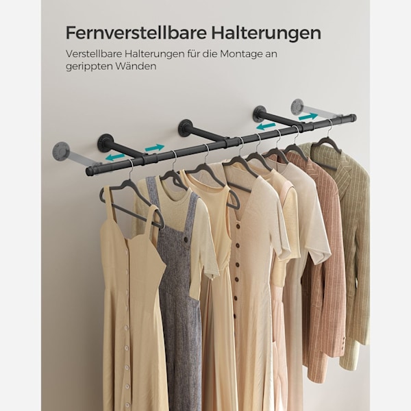 Songmics Väggmonterade kläder Rail 30,4 x 170 x 7 cm 68 kg svart