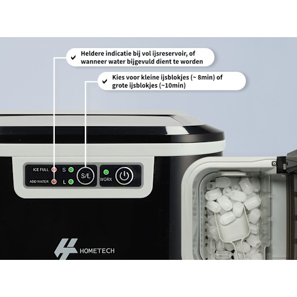 HomeTech Isbitarmaskin - Isbitsmaskin - 2,2 Liter - Svart