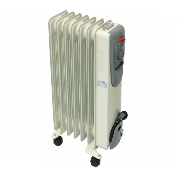 Deski oljeradiator med 7 lameller - Elektrisk värmare - 1500 W - Vit