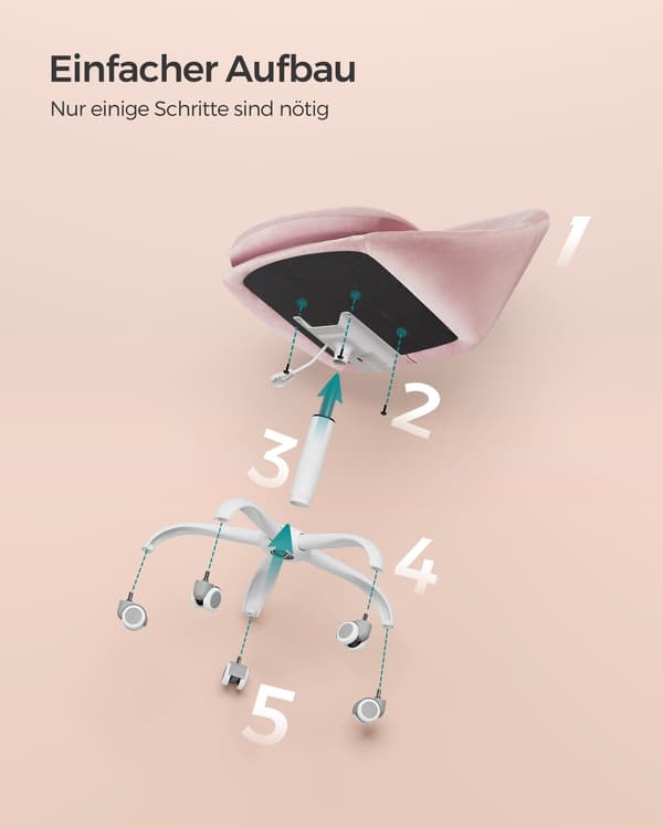 Kontorstol, Fløjl, Drejestol, Skrivebordsstol Rosa