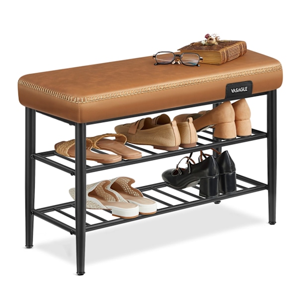 VASAGLE Skobänk 30 x 80 x 50 cm Modern 135 kg Lastkapacitet, konstläder med sömmar
