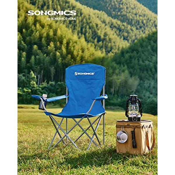 SONGMICS 2 hopfällbara campingstolar, bekväma, kraftiga struktur, blå