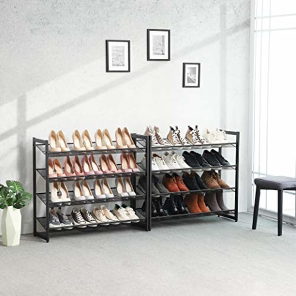 SONGMICS 8-kerroksinen kenkäteline, 2 kenkätelineen sarja, metallinen kenkäsäilytys, musta