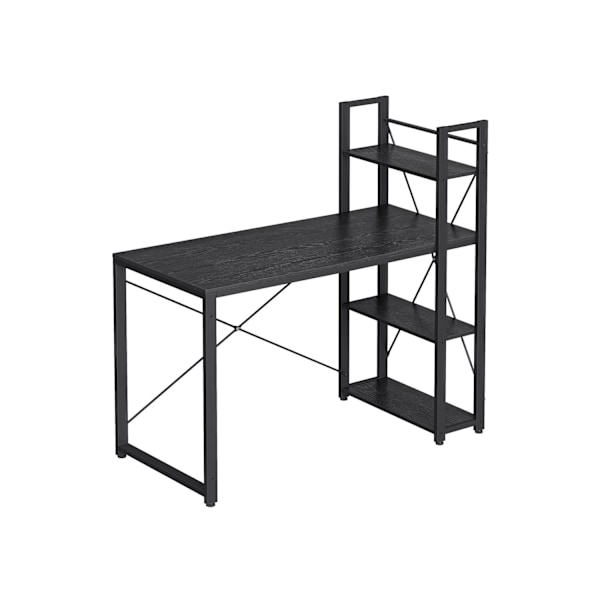 VASAGLE Computerbord, Skrivebord med opbevaringshylder, 120 cm bredt, Ebony Sort