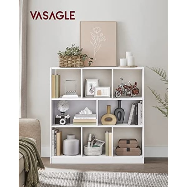 Vasagle-kirjahylly, puinen kirjahylly avoimilla lokeroilla, valkoinen