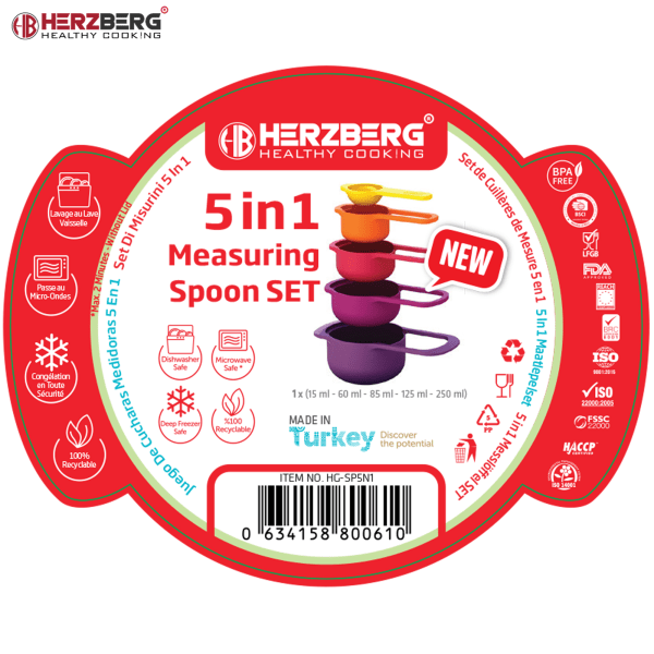 Herzberg HG-SP5N1: 5-i-1 mätsked Set