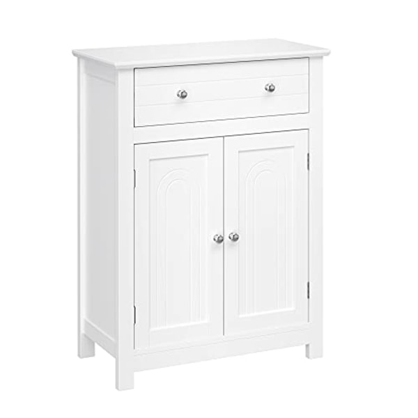 VASAGLE kylpyhuonelaatikko, maalaistyylinen keittiönkaappi, puu, valkoinen, 60 x 80 x 30 cm, MDF-paneelit